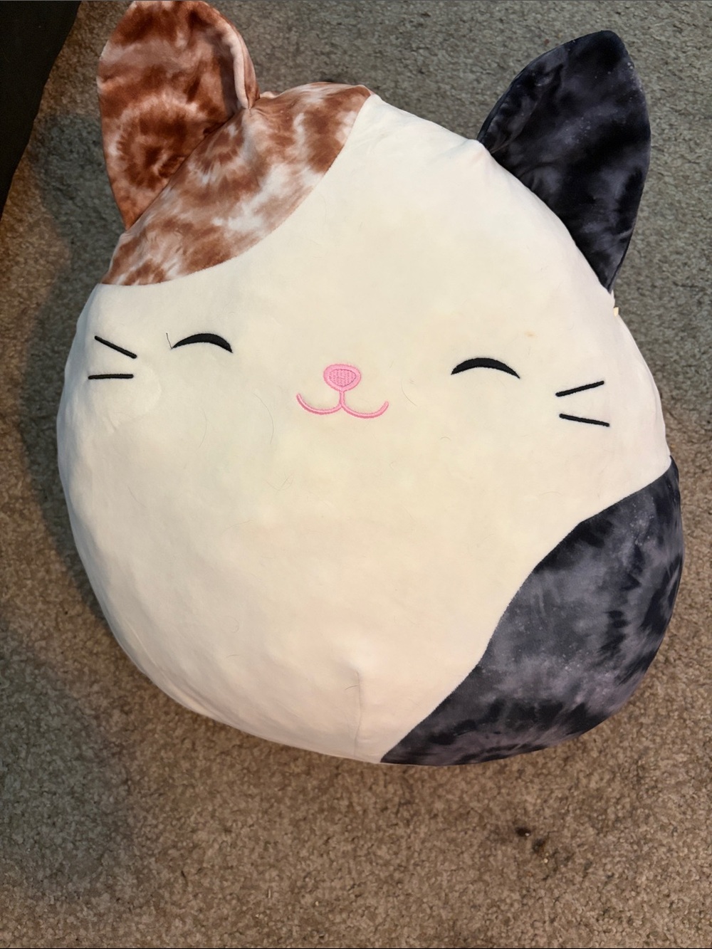 Squishmallow Calico Cat Pillow - Soft Cream, Brown & Black Cat Cushion